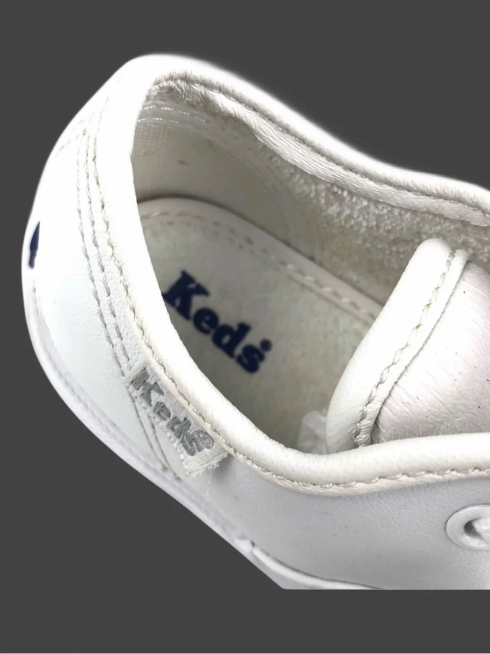 Keds Infant White Leather Lace-Up Sneaker Sz 7
